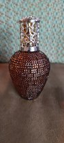 Fragrance lamp - Catalytic GeurLamp - glass with rhinestones, deep bronze, ø 7 cm / Hoogte 12 cm