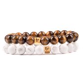 Trashness - armband - white tiger - bead - steen - 8mm - one size