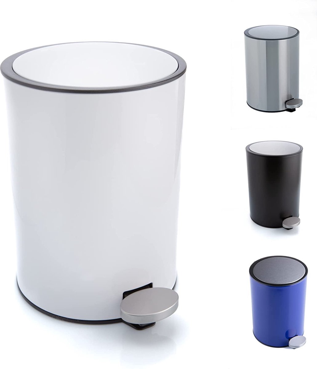 Goedkoopste Bamodi Cosmetic Bin Roestvrij Staal 3l - Badkameremmer met Softclose Systeem om verliefd op te worden - Bad emmer Absenkautomatik Roestvrij stalen emmer met uitneembare binnenemmer (wit