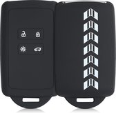 kwmobile autosleutelhoes voor Renault 4-knops Smartkey autosleutel (alleen Keyless Go) -Siliconenhoes in zwart / wit / zwart - Sleutelcover