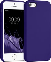 kwmobile telefoonhoesje voor Apple iPhone SE (1.Gen 2016) / 5 / 5S - Hoesje met siliconen coating - Smartphone case in fluweel blauw