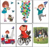 6 Kinderwenskaarten - Ansichtkaarten kind - 10 x 10,5cm - 6 kaarten in een mapje - Gratis verzonden
