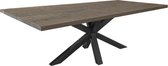 Bootmodel zwarte eikenhouten tafel met facet rand - x-poot