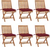 Decoways - Tuinstoelen 6 stuks inklapbaar met kussens massief teakhout
