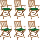 Decoways - Tuinstoelen 6 stuks inklapbaar met kussens massief acaciahout