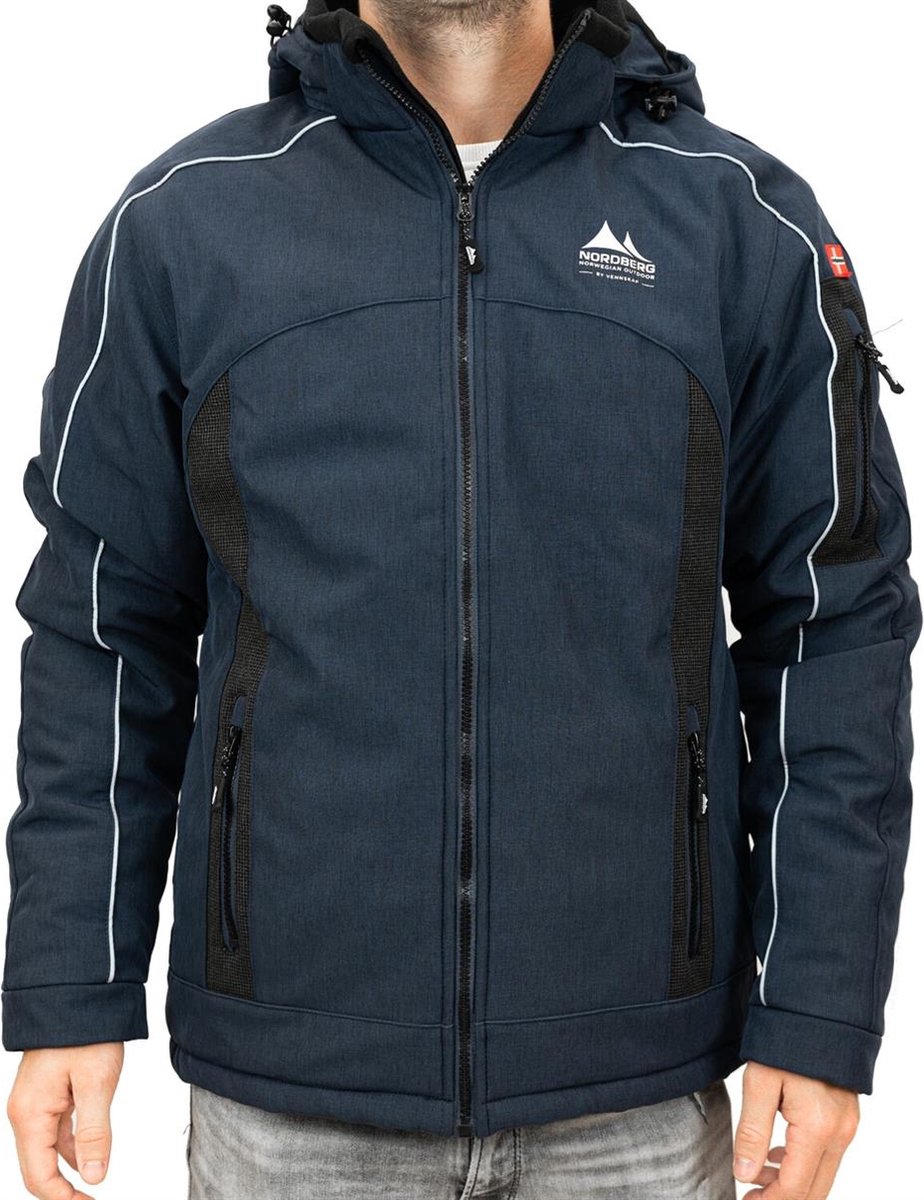 Nordberg Ole dark melange heren jacket outdoor. Blauw
