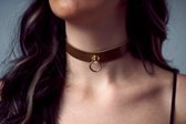 Provocateur - Leren BDSM Collar met Ring - BDSM Halsband - Bondage Collar - Choker - Sexy Cadeau - Dunne halsband voor Vrouwen - Day Collar - Skinny Collar - Luxe Bondage Gear - Ec