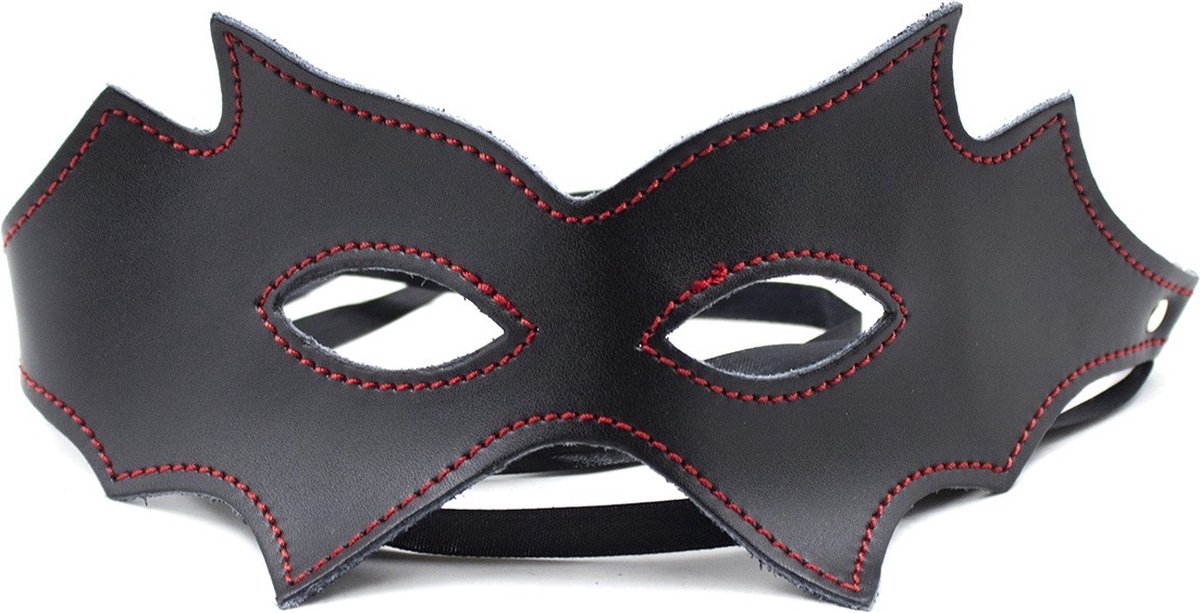 PU leren BDSM oogmasker - zwart / rood