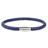Bixorp - Minimalistische Faux Leren Armband - Blauwe Gevlochten Armband met Magneet - Simpel Accessoire voor Mannen en Vrouwen met Faux Leer