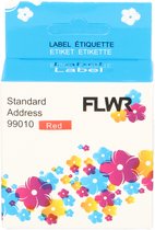 FLWR - Labels / Dymo 99010 / rood / Geschikt voor Dymo