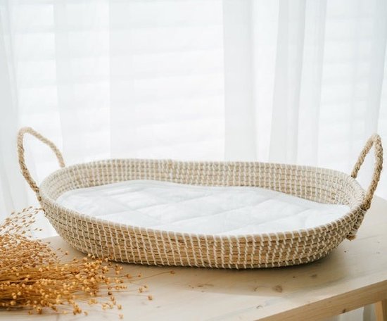 House of Tods Handgemaakte Verschoonmand Julia - 2021 - 100% Zeegras - Verschoningsmand - Baby - Babykamer - Kinderkamer - Commode - Mozesmand - Baby - Inclusief Dun Inleg