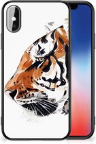 Telefoonhoesje Geschikt voor iPhoneX | Xs Silicone Case met Zwarte rand Tiger