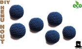 Bob Online ™ – 6 Stuks – Donker Blauw - 30mm Groot Ronde Gehaakte Houten Kralen met ca. 7mm Gaatje – Houten Gehaakte Kralen - Rijgkralen - Kralen Rijgen - Hobby Gehaakte Kralen - DIY Dark Blue 30mm Hemu Wood Crochet Beads