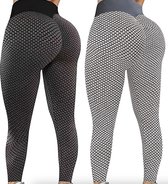 Sportlegging dames 2STUKS Medium – legging dames meisje - Tiktok legging – zwart & grijs