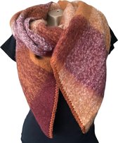 Lange Warme Sjaal - Omslagdoek - Extra Dikke Kwaliteit - Geblokt - Gemêleerd - Roestbruin - Bordeauxrood - 190 x 53 cm (969614#)