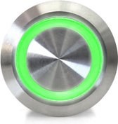 OTRONIC® Drukknop | aan-uit self lock | 5V LED Groen | RVS | 12mm