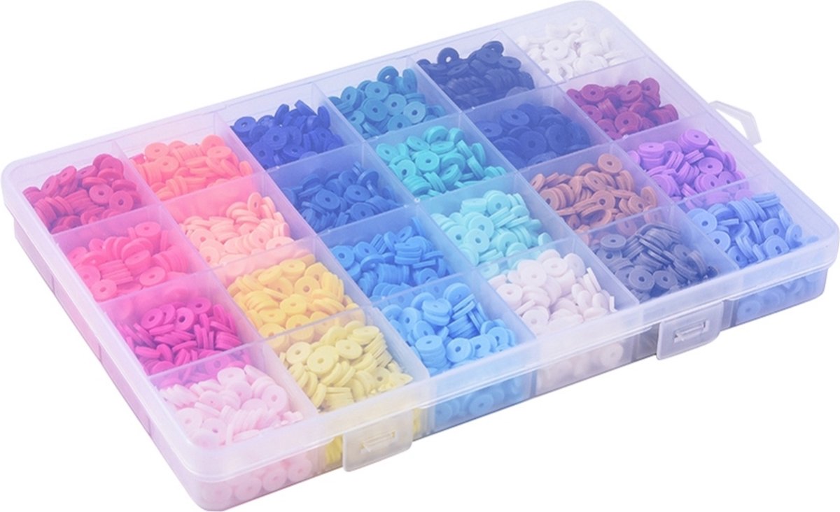 Principessa Mega Katsuki kralenbox – Regenboog 24 kleuren – 4mm Rocailles Roze, Wit en Zwart – Gouden kraaltjes – Kauri schelpen – Polymeerkralen – 5.250 kralen + veel extra artikelen — afbeelding 5