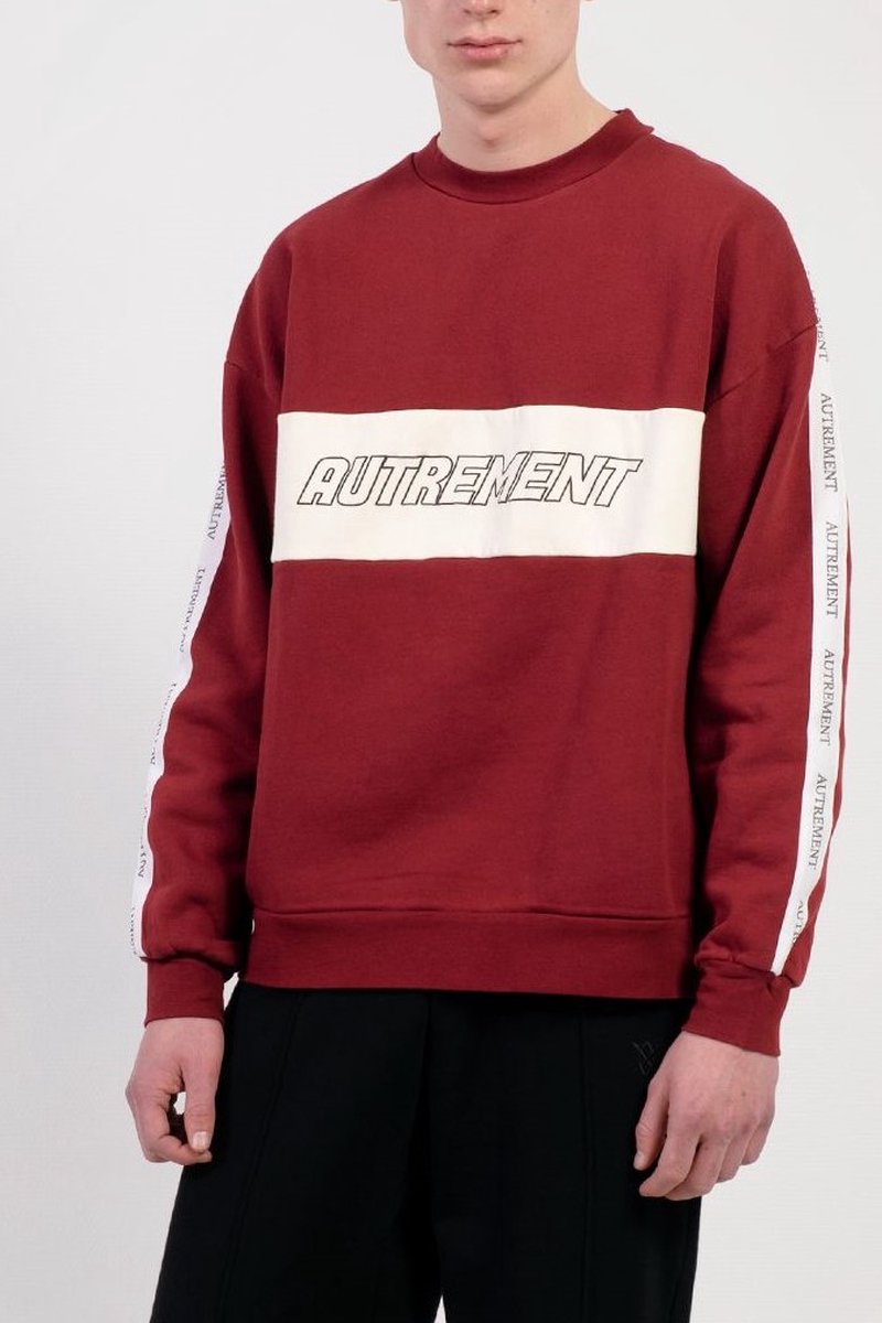Autrement logo tape Sweater bordeaux rood maat M - sweater - trui - autrement - kleding - cadeau - heren trui - mannen sweater