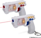 HappyFunToys - Twee Laser Pistool Sleutelhangers - klasse 2 Laser - Lasergun - inclusief 6 x LR44 batterijen