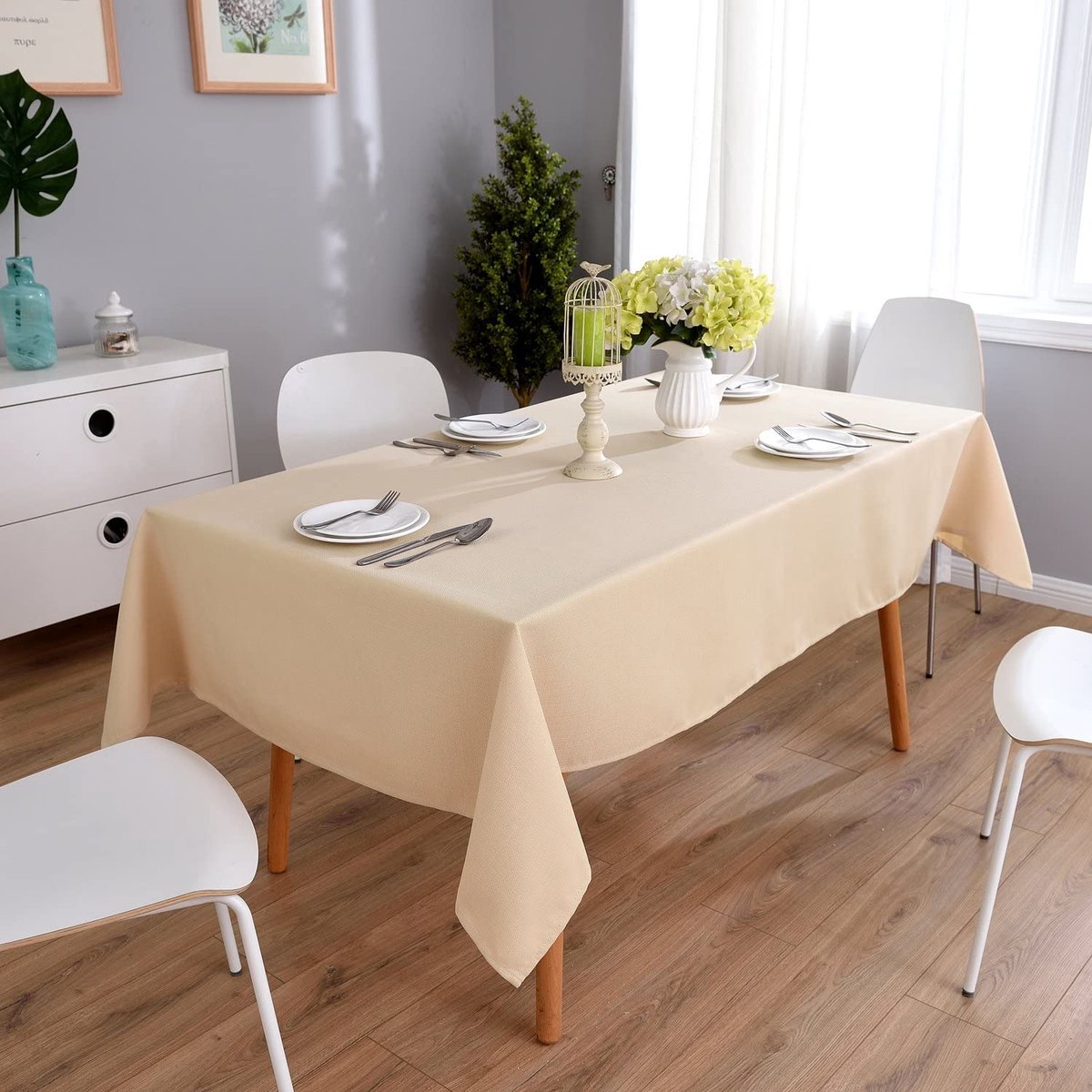 Tafelkleed De Witte Lietaer ' Uni Beige' 300x150cm