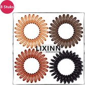 Spiraal haarelastiekjes - 8 stuks  - Ø 4 cm - Telefoonkabel haarelastiek - Trendy kleuren - Zwart - Bruin - Amber - Grijs - Gekleurde haarelastiek - Haaraccessoires - Meisjes - Dames - Cadeau