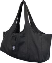 Yamkas Yoga Tas XL - Binnenzak is voorzien van een stevige Rits - Sporttas Pilates Fitness - Shopper Bag - Zwart - Canvas