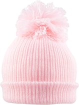 Pesci - Gebreide Baby Muts met Pompom - Roze - Mt 50/56