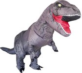 KIMU® Opblaas Kostuum T-Rex Grijs Kinderen - Opblaas Pak - Dinopak Mascotte Opblaaspak - Opblaasbare Dino Dinosaurus Jongen Meisje Festival