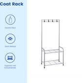 Coat Rack kapstok met schoenenrek - Kapstok staand - 4 Haken - Garderobe kapstok - Garderoberek - 61 x 33 x 168.5 cm