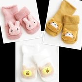 babysokken 3 paar - anti slip - 0-18 maand - 3D dieren - happy socks - antislip - baby sokken - baby sokjes - babysokjes - dierensokken - jongens sokken - meisjes sokken babysokken