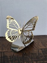 Urn vlinder mini met as buisje onder de voet met  in 18 karaat verguld vlinder