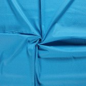 Katoen stof - Kleine stippen - Waterblauw - 140cm breed - 10 meter