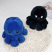 Octopus Mood Knuffel - Blauw en Zwart - Omkeerbaar Blij Boos