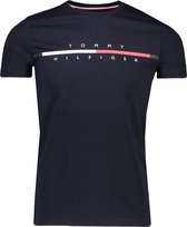 Tommy Hilfiger T-shirt Donkerblauw Donkerblauw Aansluitend - Maat XL - Heren - Lente/Zomer Collectie - Katoen