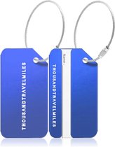 Thousandtravelmiles® – Aluminium Bagagelabel Blauw – Kofferlabel – Bagagelabel voor koffers en tassen – Reislabel voor bagage – Adreslabels – 2 stuks – Blauw