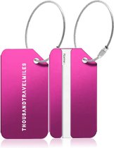 Thousandtravelmiles® – Aluminium Bagagelabel Roze – Kofferlabel – Bagagelabel voor koffers en tassen – Reislabel voor bagage – Adreslabels – 2 stuks – Roze