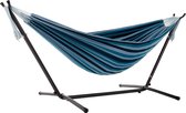 Vivere dubbele katoenen hangmat met hangmat frame 250 cm, Blue Lagoon