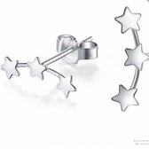 megasieraden - Mode oorbellen met drie zilveren kleine sterren oorbellen - sterrenbeeld - oorbellen dames - oorbellen meisje