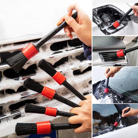 Auto Detailing Brush Set - Car Cleaning - Automotive Detail Cleaning Borstels voor het reinigen van interieur/exterieur, emblemen, detailing kwasten luchtopeningen 5 stuks