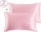 Sleeps - Satijnen Kussensloop Elegant Beauty Pillowcase Roze  - 60x70cm Anti Allergeen - Voor Glanzend Haar & Stralende - 2 Stuks -