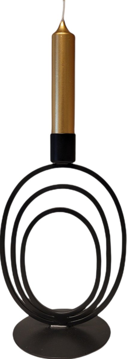 Branded by Kandelaar - Wave - Zwart - Metaal - 18cm