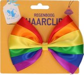 Regenboog Haarclip - Grote Gekleurde Haarclip - Regenboog Strik Haarclip - Haarversiering - Ook Geschikt Als Vlinderdas - Strik Van 14 cm - Groot - 1 stuk