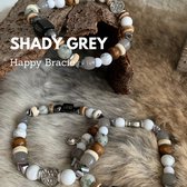 Happy bracie Shady Grey armband | Natuursteen | Edelsteen Jade | Grijs\Wit | Hout | Cadeau exclusief sieraad | voor Haar | unisex |