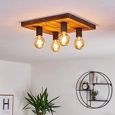 Belanian.nl -  Industrieel, vintage plafondlamp zwart, donker hout, 4 lichts.Scandinavisch Boho-stijl  E27 fitting  Plafondlamp,Hal, keuken Plafondlamp,slaapkamer Plafondlamp, woon