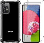 Samsung A52 Hoesje - Samsung Galaxy A52s Back Cover Anti Shock Siliconen Case Transparant Hoes - 2x Screenprotector Gehard Glas Beschermglas Tempered Glass Screen Protector