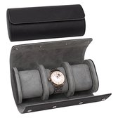 Watch Storage - Watch Roll - 3 Horloges - horloge box / horloge doos - Reisaccessoires - Sieradendoos - Leer&Suede – zwart