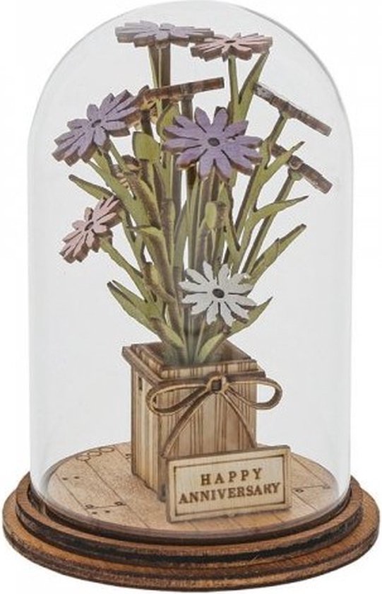 Stolp Jubileum bloemen   vintage miniatuur stolp, miniatuur decoratieve handgemaakt kunstwerkje - glas - 8.5x5x5