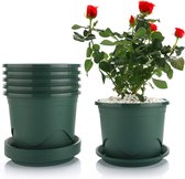 T4U 22cm ademend bloempot met schotel Set van 6, Plastic groeien Pot Kruidenpot voor binnen en buiten gebruik