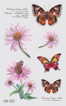 Temporary tattoo | tijdelijke tattoo | fake tattoo | Margrieten & vlinders | 120 x 75 mm