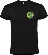 Zwart t-shirt met klein 'BitCoin print' in Groene tinten  ize L